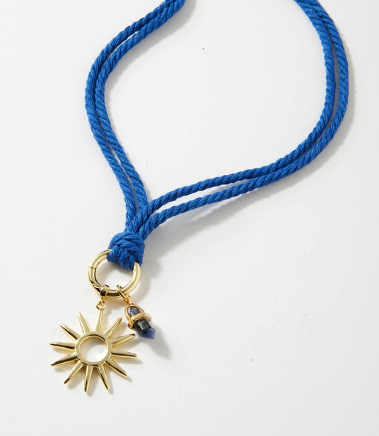 Sun And Sodalite Point Cord Necklace