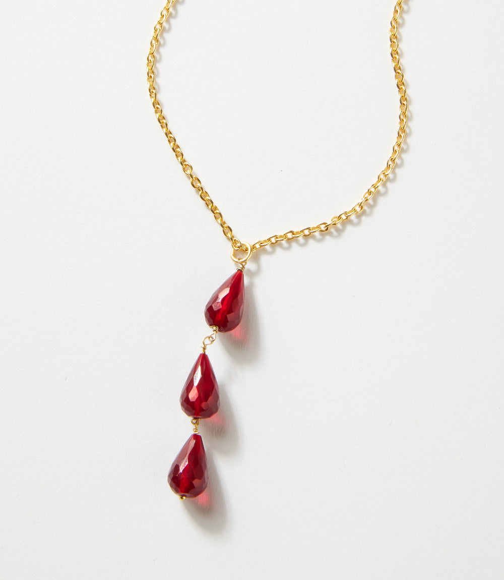 Triple Drop Gemstone Necklace