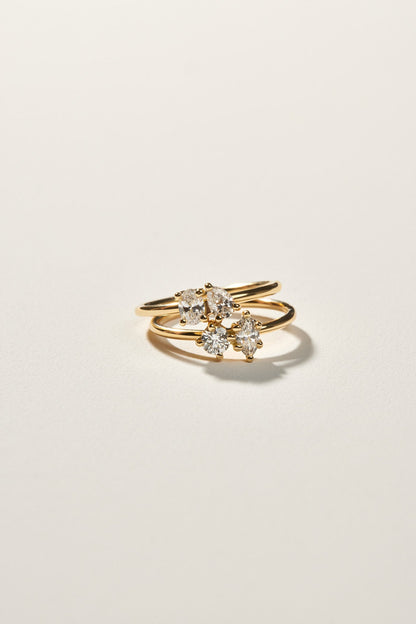 Pear Diamond and Oval Emerald Toi Et Moi Ring | 18K Yellow Gold