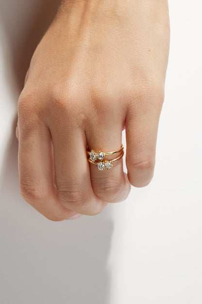 Marquise and Round Diamond Toi Et Moi Ring | 18K Yellow Gold