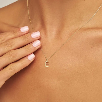 Solid Gold Initial Letter Necklace