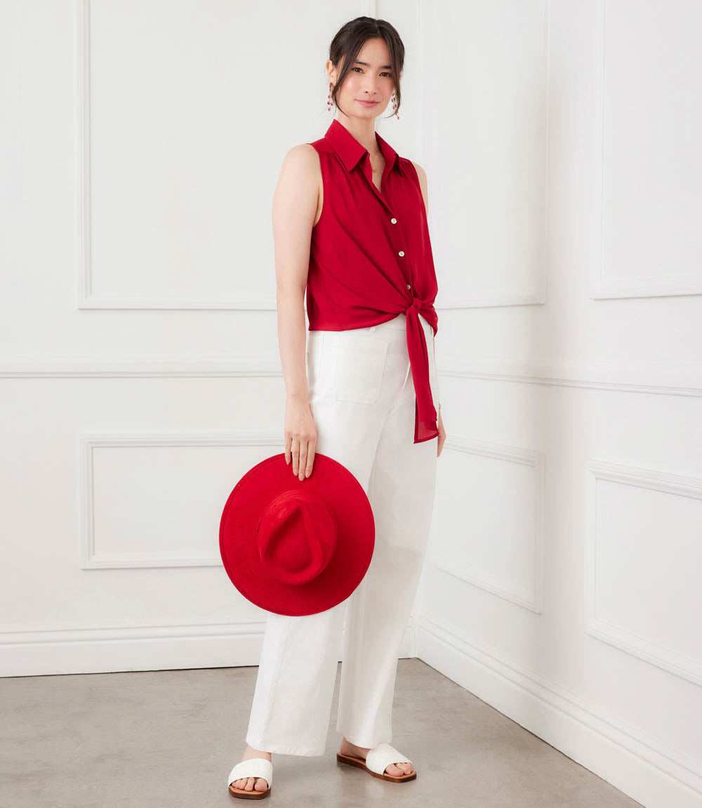 Sleeveless Tie-Front Top