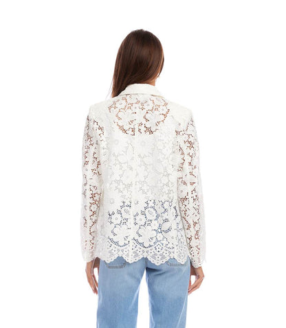 Petite Size Floral Lace Scallop Edge Blazer