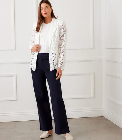 Petite Size Floral Lace Scallop Edge Blazer