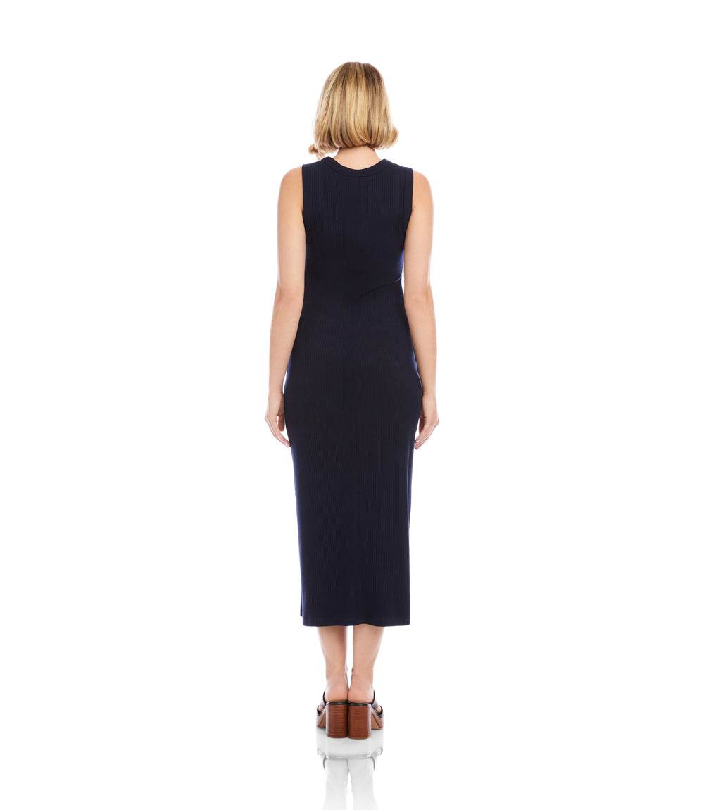 Ribbed Sleeveless Midi Column Dress