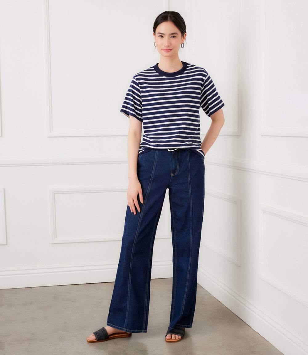 Petite Size Stripe Short Sleeve Top