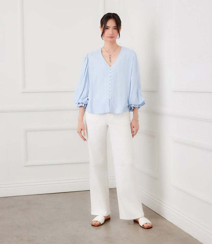 Layered Sleeve Shirred Blouse