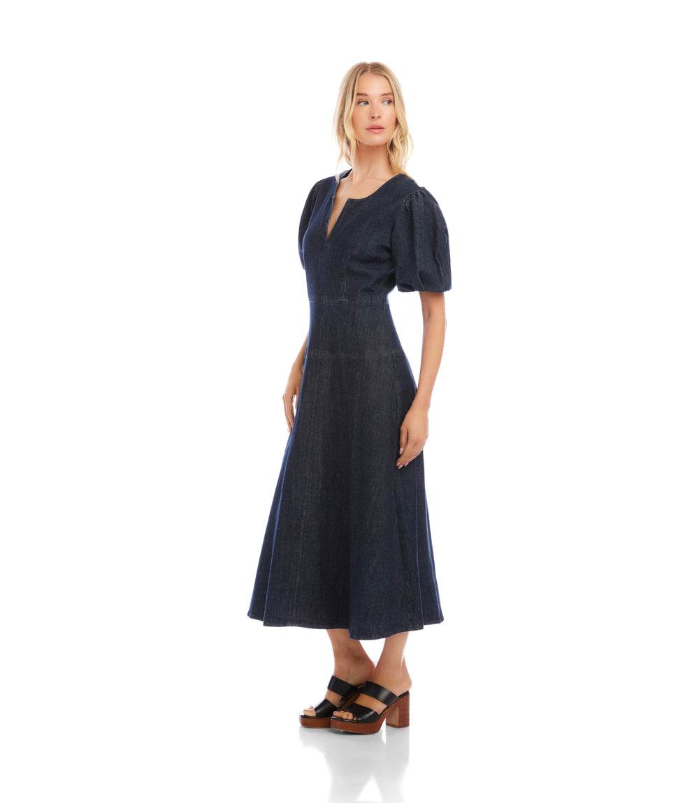 Puff Sleeve Midi Dress