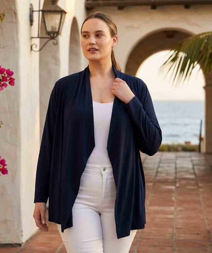 Plus Size Drape Travel Jersey Cardigan