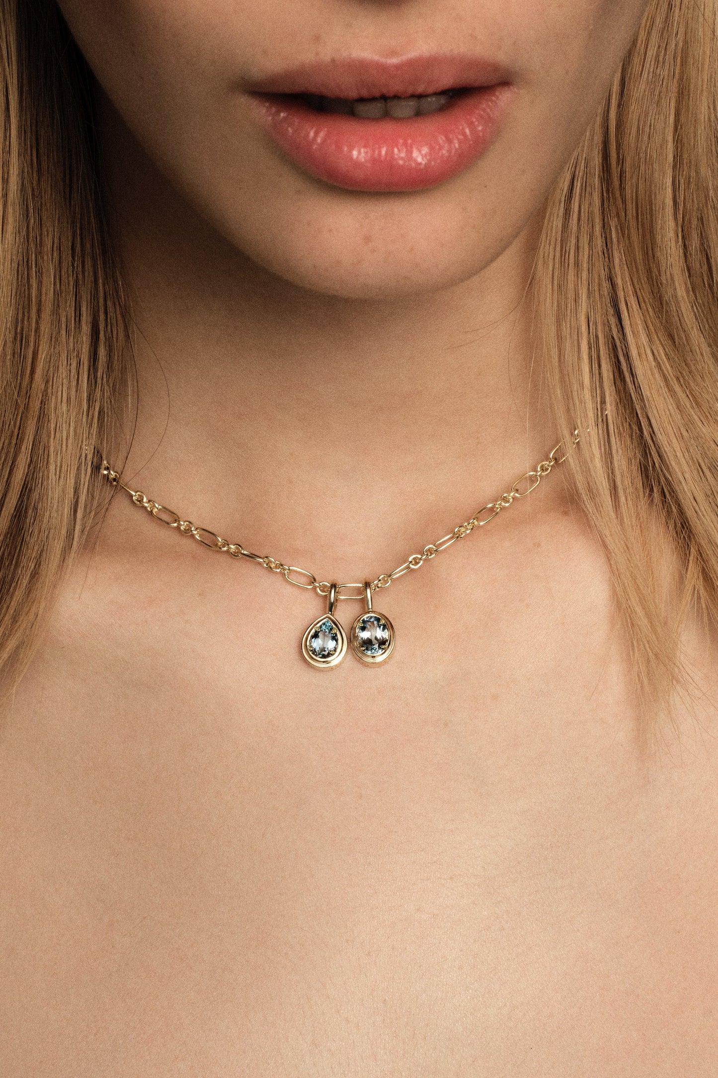 Roma Oval Gemstone Pendant | White Gold
