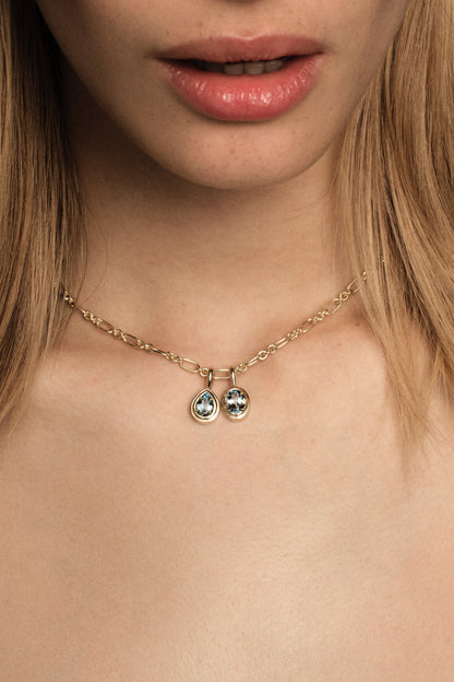 Roma Oval Gemstone Pendant | White Gold