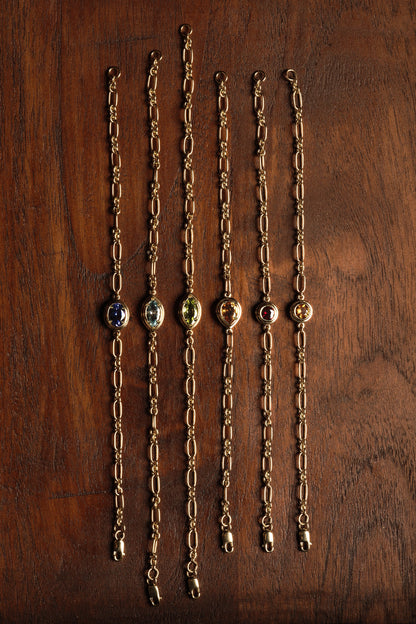 Roma Oval Gemstone Bracelet | Silver