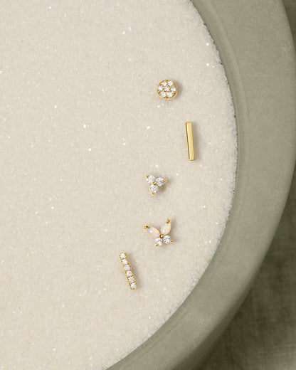 14K Diamond Bar Studs