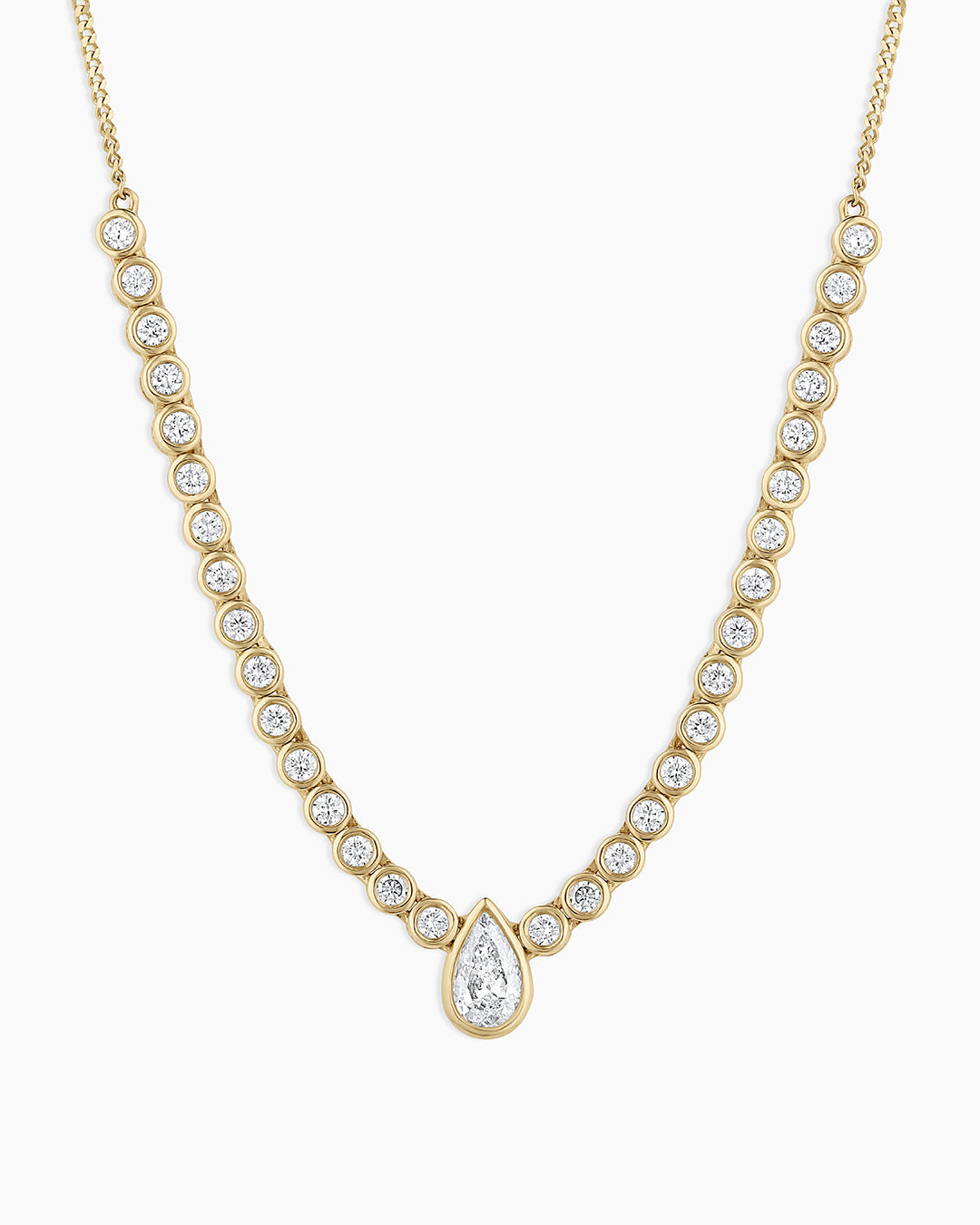 14K Lab Grown Diamond Pear Row Necklace