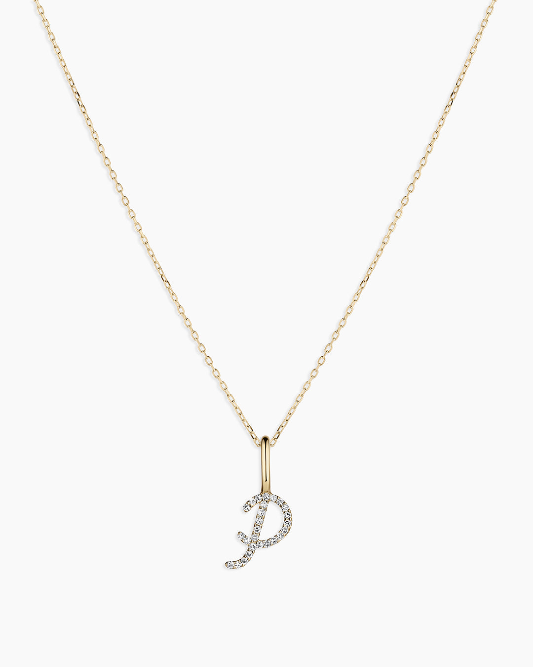 14K Diamond Script Alphabet Charm Necklace