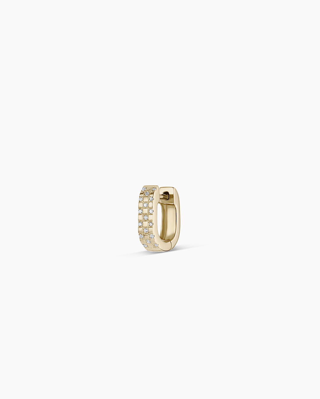 14K Diamond Checkered Mini Single Huggie