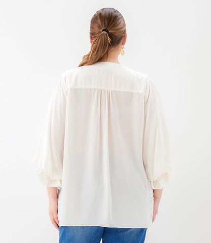 Plus Size Layered Sleeve Asymmetric Top