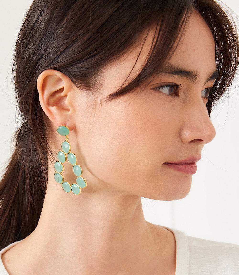 Gemstone Bezel Drop Earrings