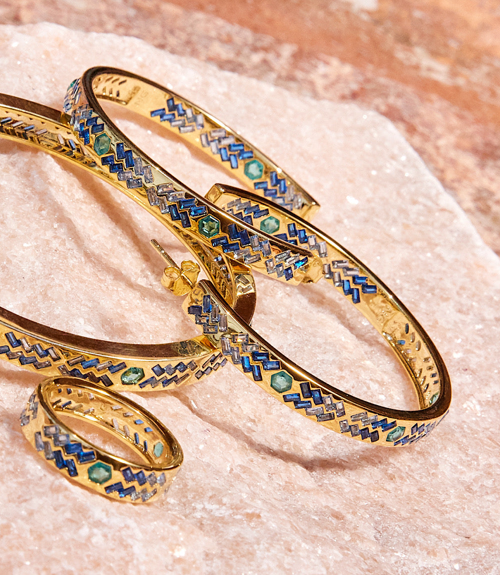 Crystal Inlay Hoop Earrings