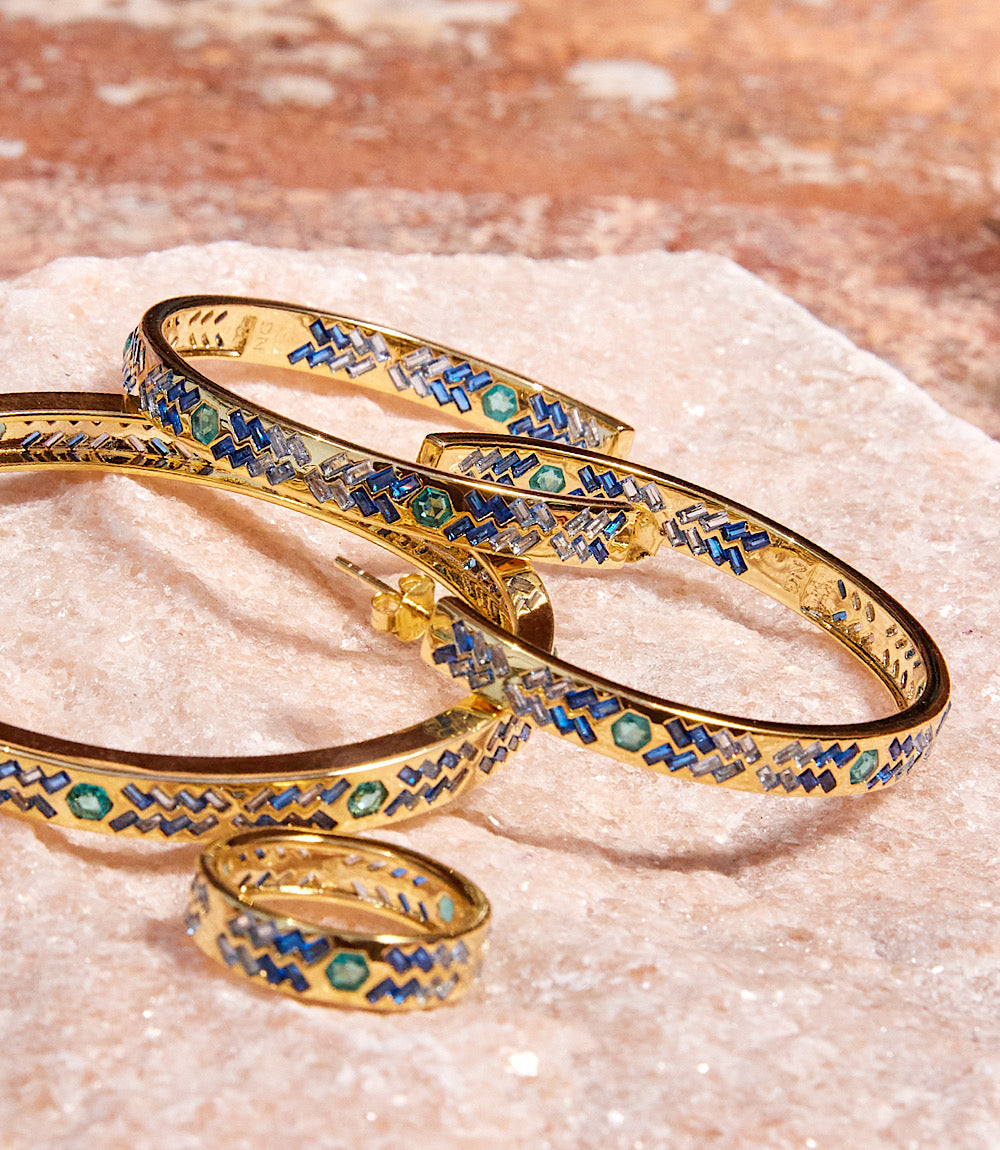 Crystal Inlay Hoop Earrings