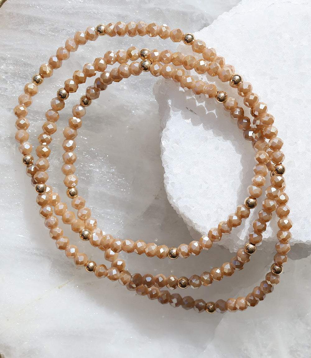 Beaded Crystal Bracelets, Set Of 3
