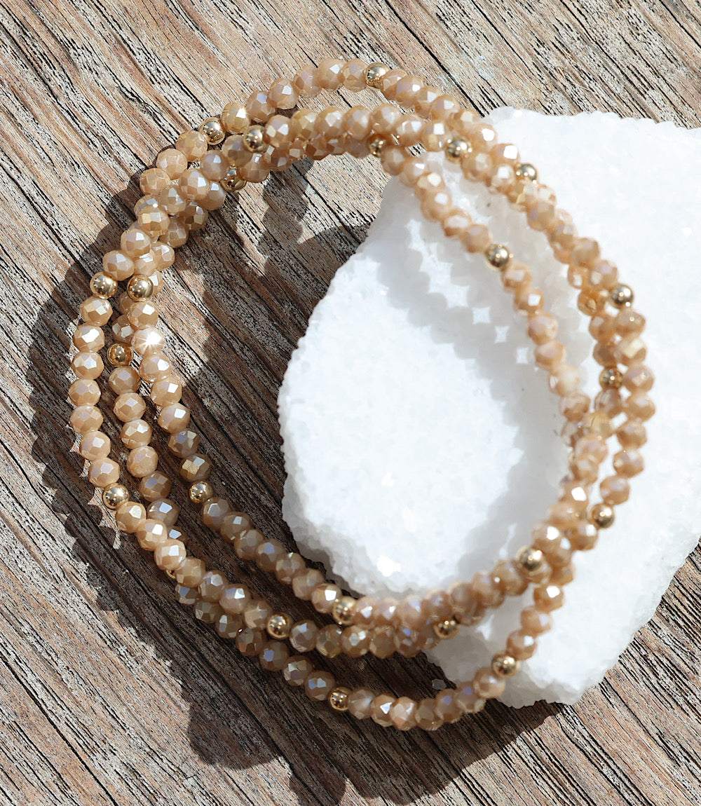 Beaded Crystal Bracelets, Set Of 3