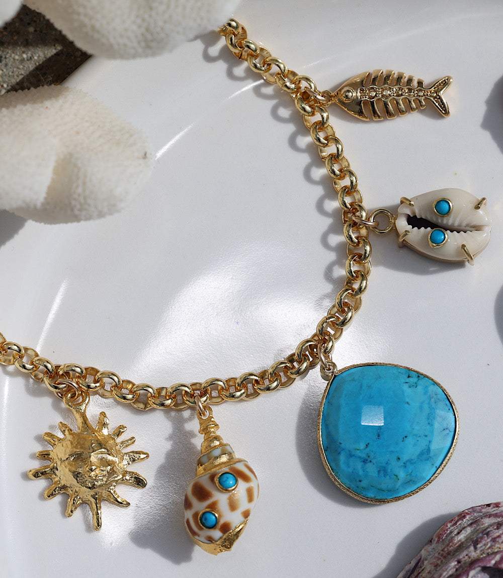 Turquoise Sea Charm Necklace