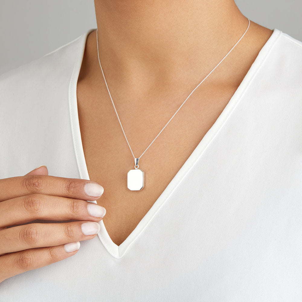 Silver Small Square Locket Necklace