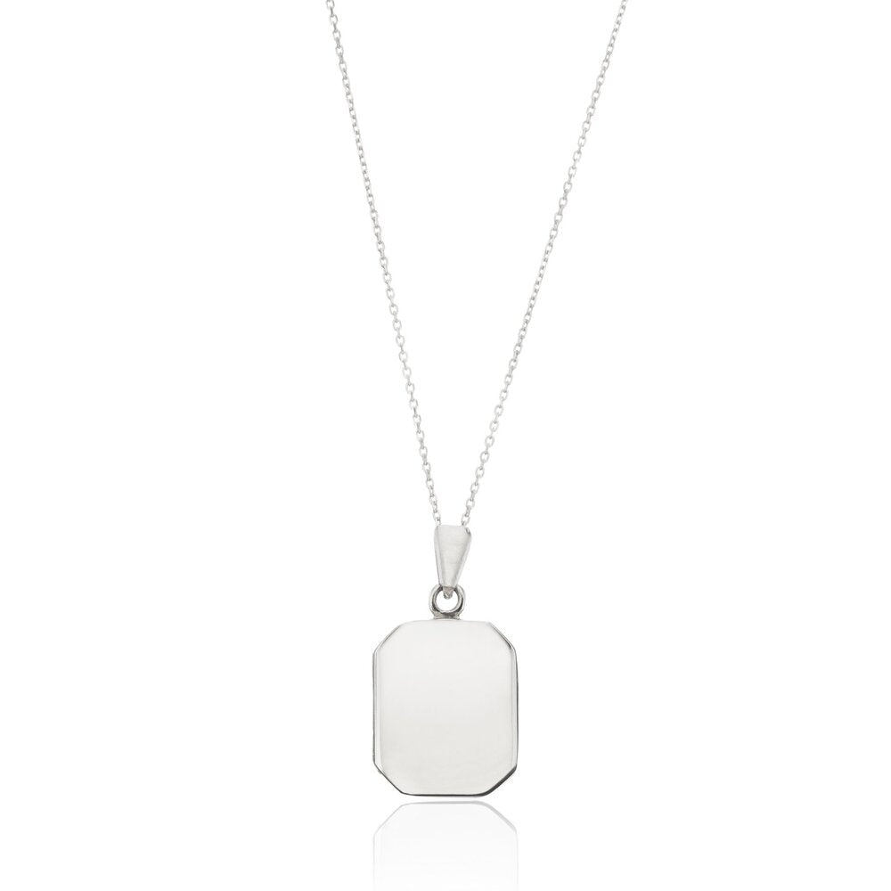 Silver Small Square Locket Necklace